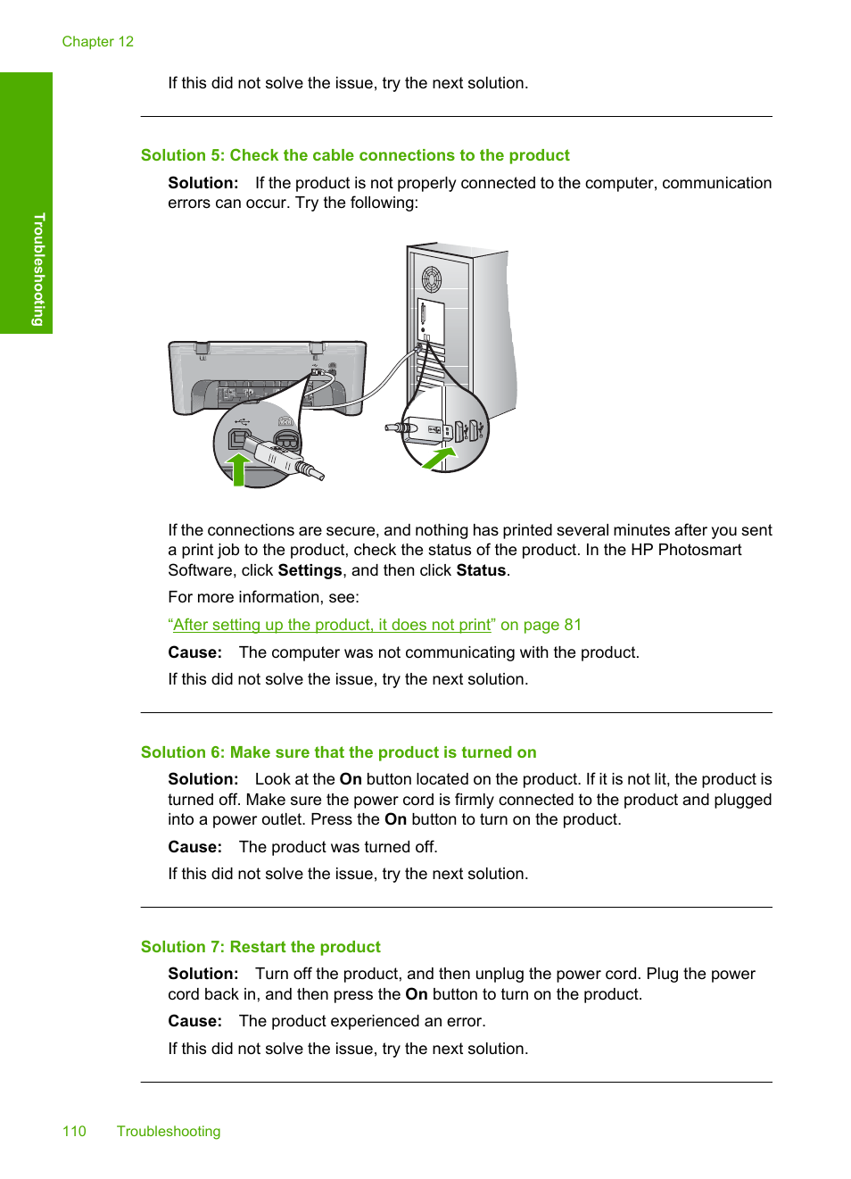 Solution 7: restart the product | HP Deskjet F4210 All-in-One Printer User Manual | Page 112 / 220