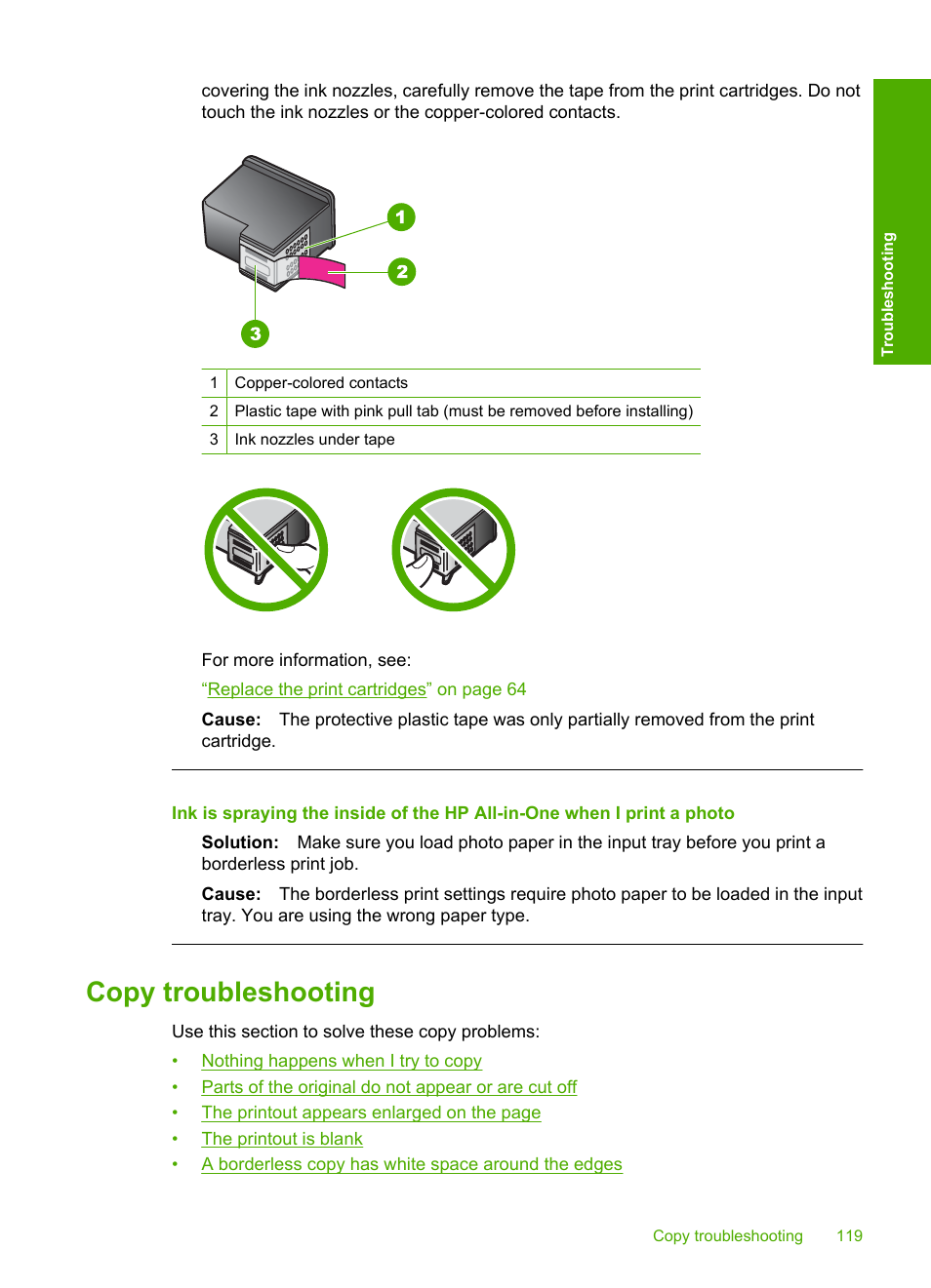 Copy troubleshooting | HP Deskjet F4210 All-in-One Printer User Manual | Page 121 / 220