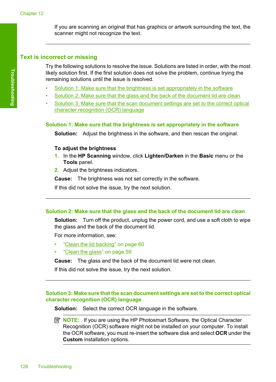 Text is incorrect or missing | HP Deskjet F4210 All-in-One Printer User Manual | Page 130 / 220