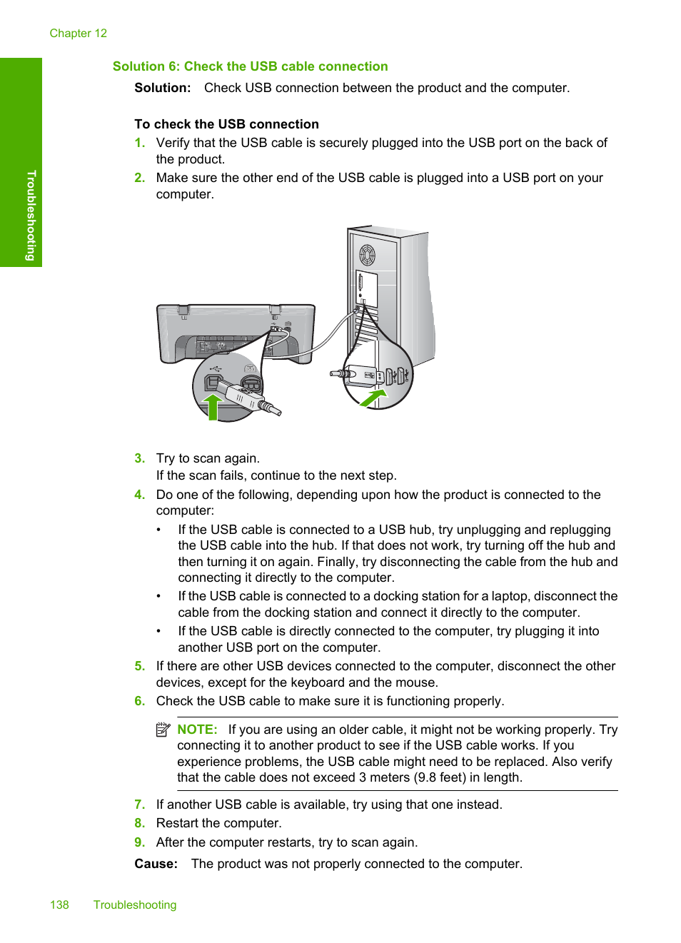 Solution 6: check the usb cable connection | HP Deskjet F4210 All-in-One Printer User Manual | Page 140 / 220