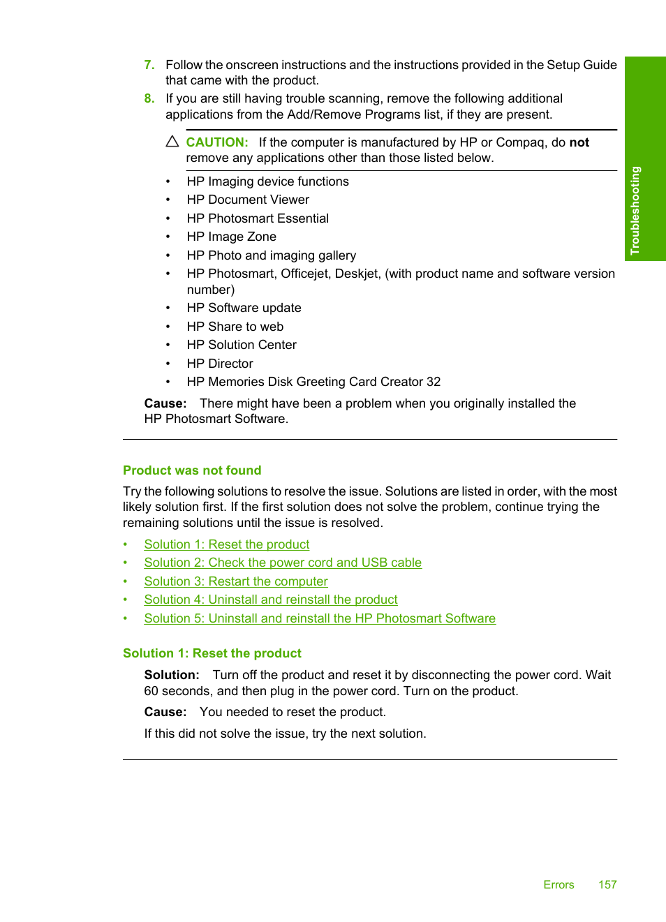 Product was not found | HP Deskjet F4210 All-in-One Printer User Manual | Page 159 / 220