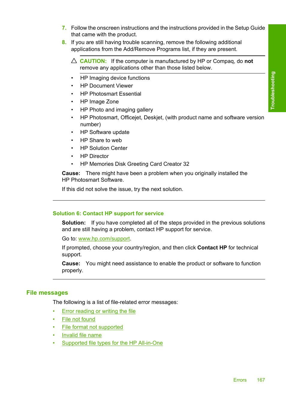 File messages | HP Deskjet F4210 All-in-One Printer User Manual | Page 169 / 220