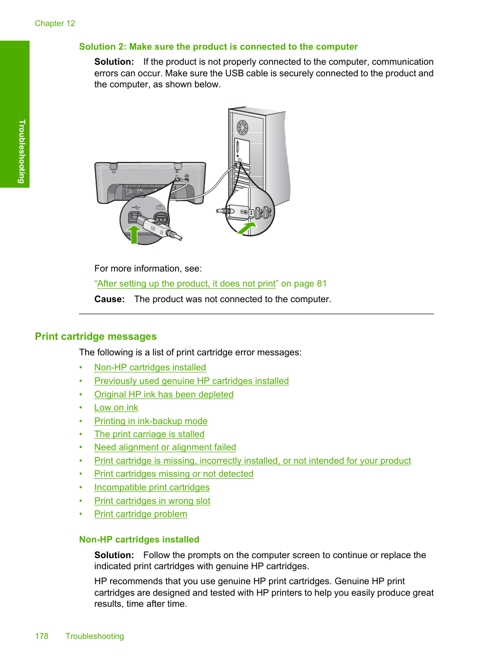 Print cartridge messages | HP Deskjet F4210 All-in-One Printer User Manual | Page 180 / 220