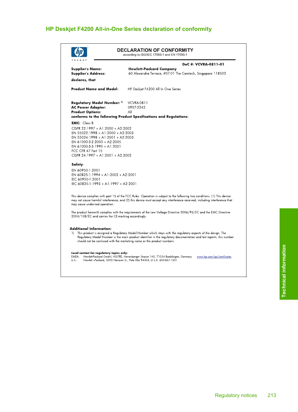 HP Deskjet F4210 All-in-One Printer User Manual | Page 215 / 220