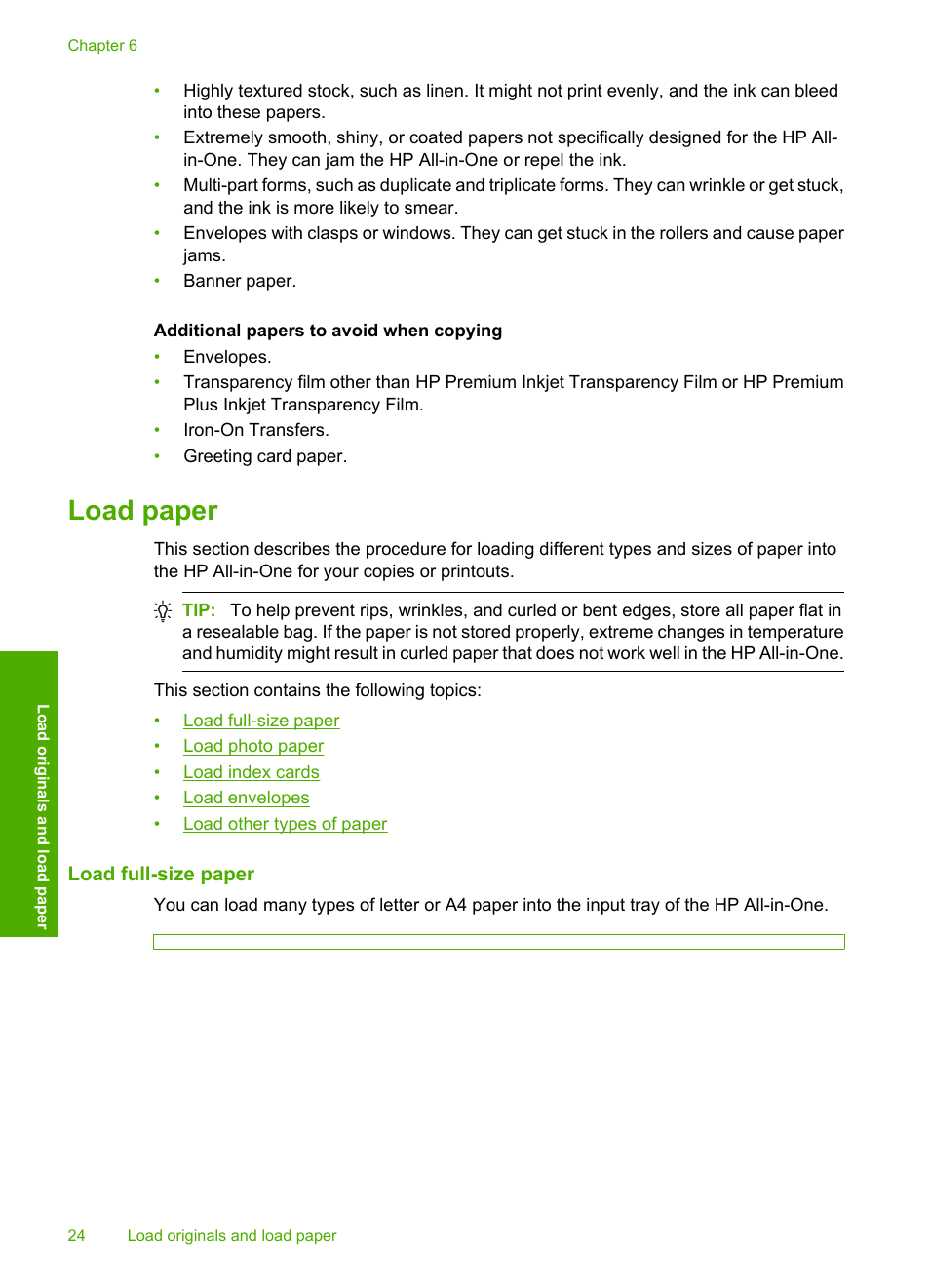 Load paper, Load full-size paper | HP Deskjet F4210 All-in-One Printer User Manual | Page 26 / 220