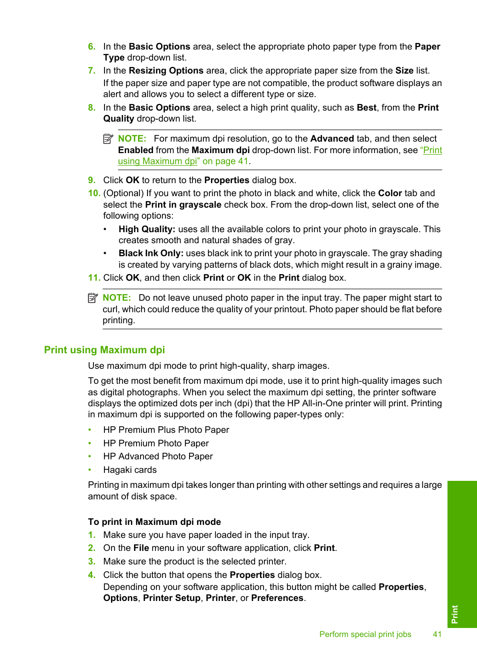 Print using maximum dpi | HP Deskjet F4210 All-in-One Printer User Manual | Page 43 / 220