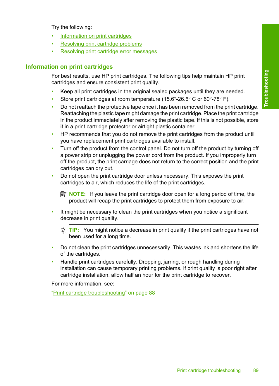 Information on print cartridges | HP Deskjet F4210 All-in-One Printer User Manual | Page 91 / 220