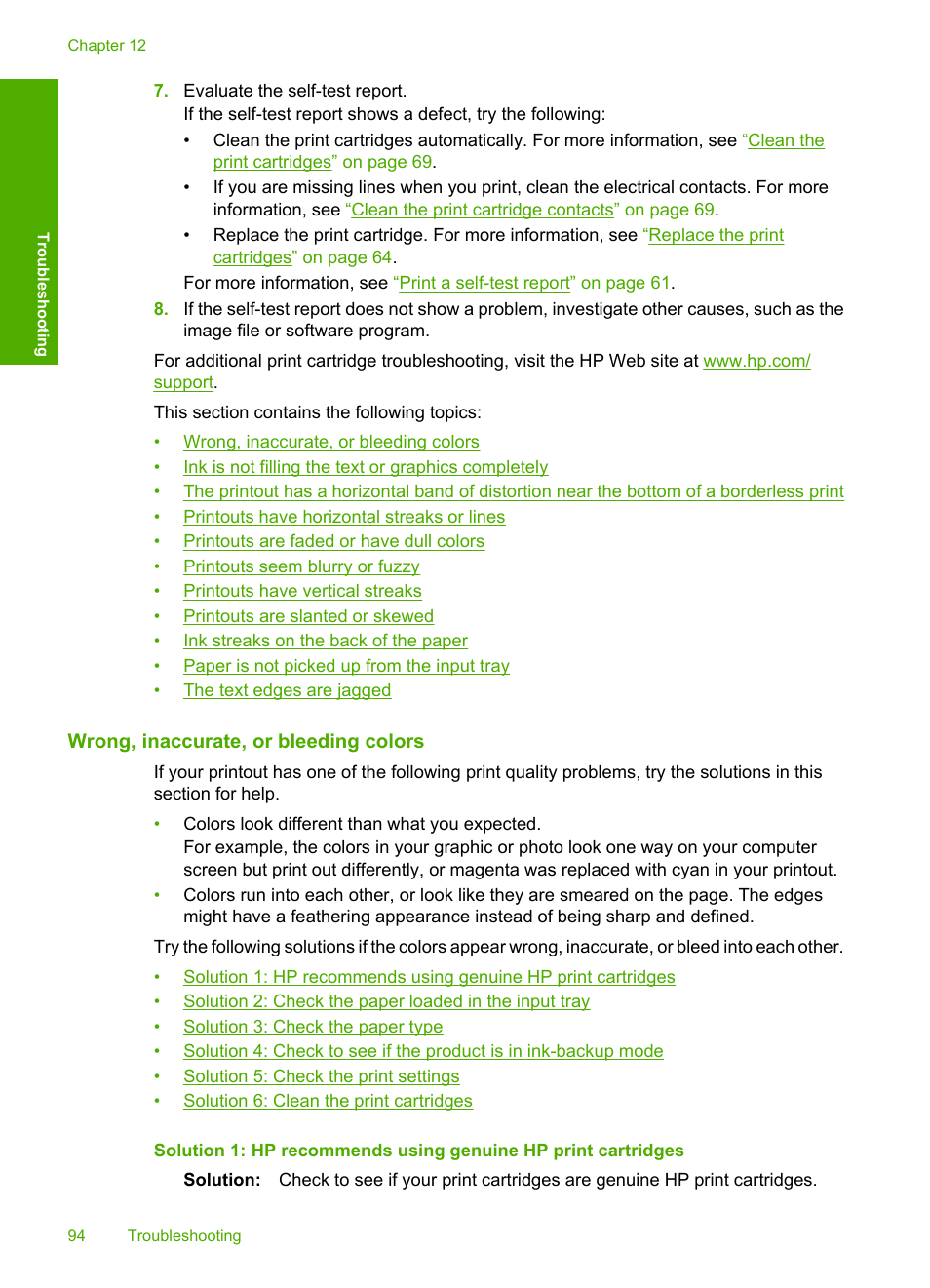 Wrong, inaccurate, or bleeding colors | HP Deskjet F4210 All-in-One Printer User Manual | Page 96 / 220