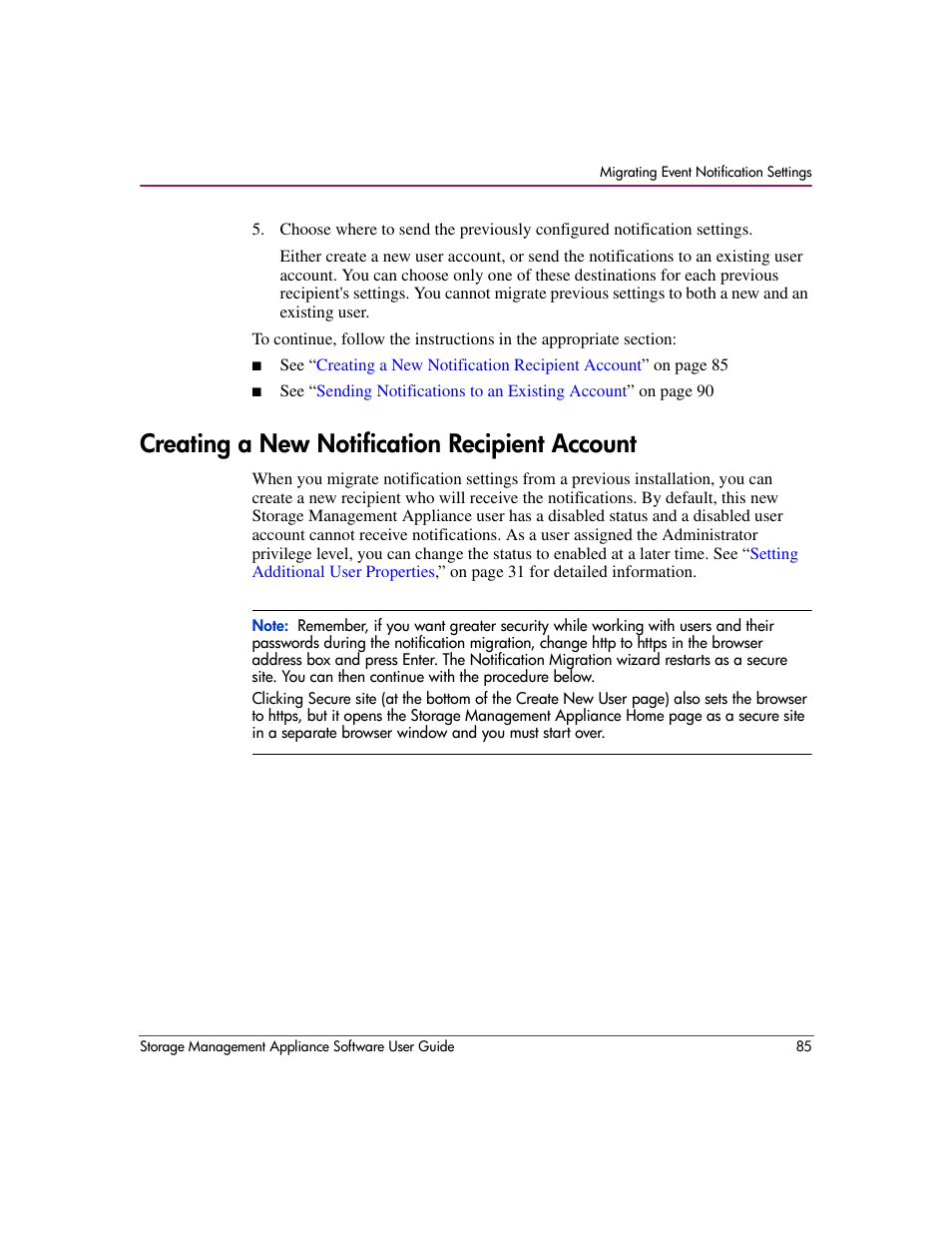 Creating a new notification recipient account | HP OpenView Storage Management Appliance and Software User Manual | Page 101 / 132