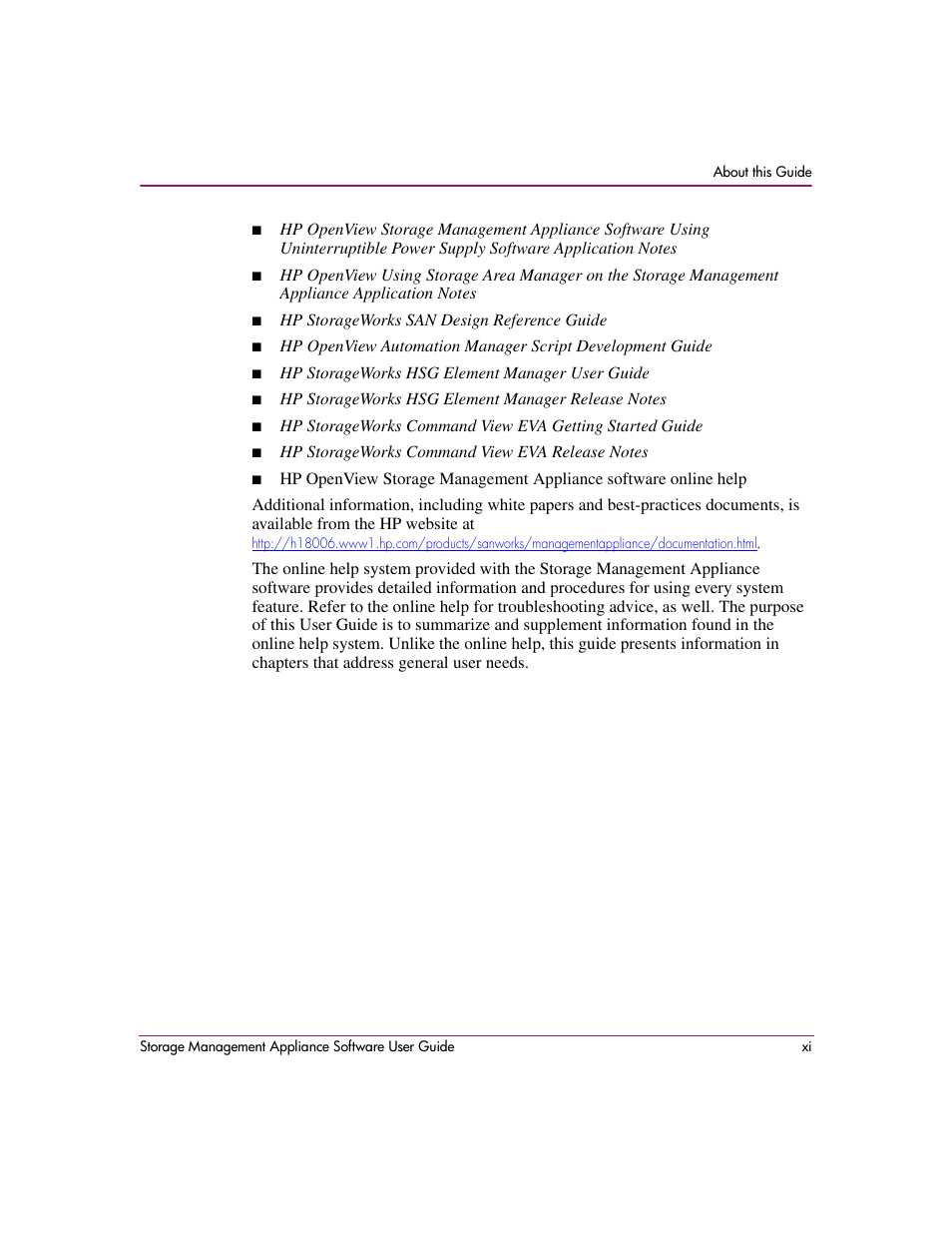 HP OpenView Storage Management Appliance and Software User Manual | Page 11 / 132