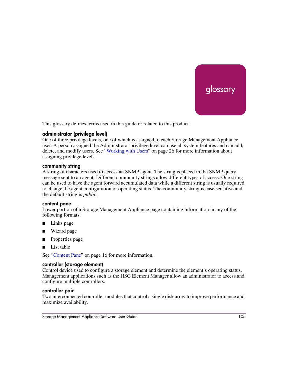 Glossary | HP OpenView Storage Management Appliance and Software User Manual | Page 121 / 132