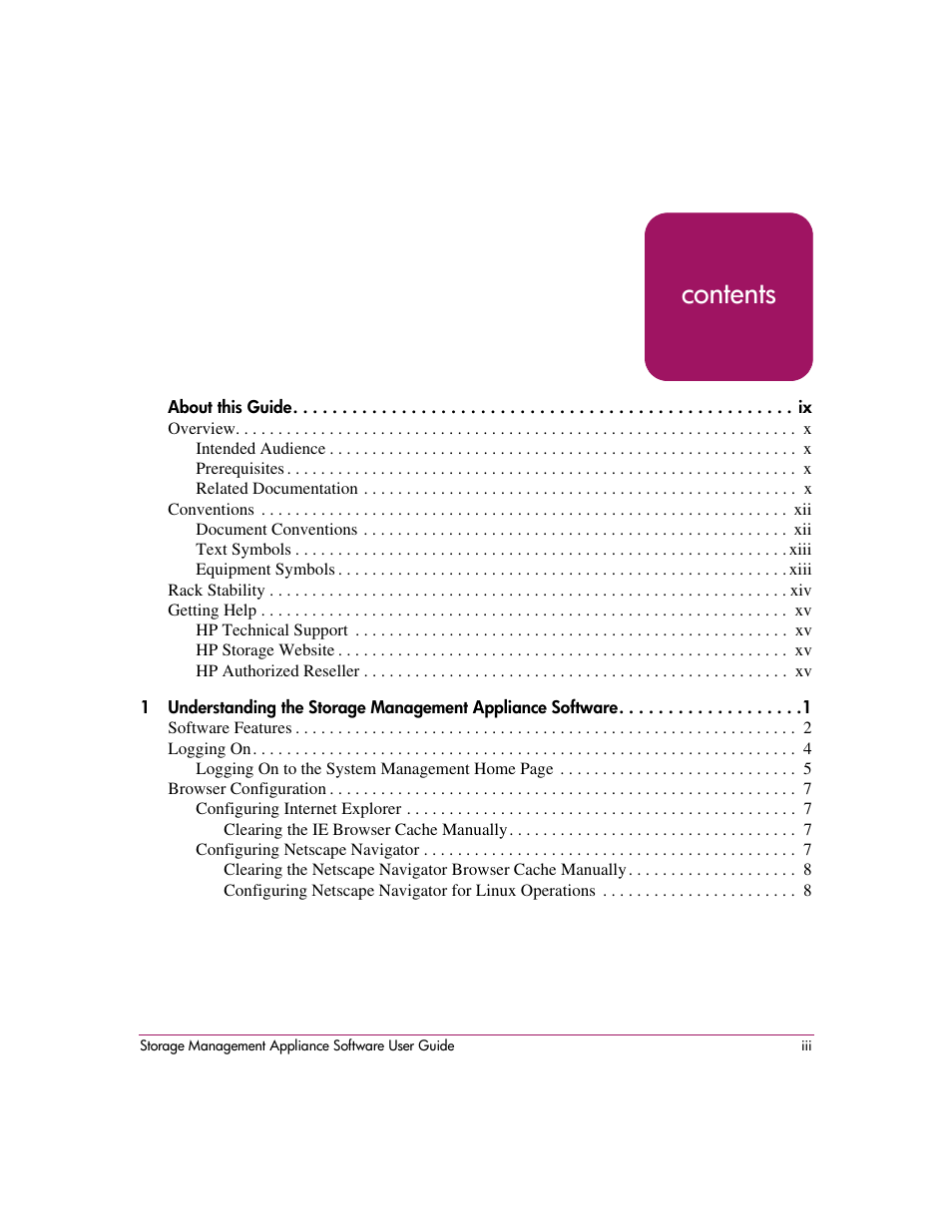 HP OpenView Storage Management Appliance and Software User Manual | Page 3 / 132