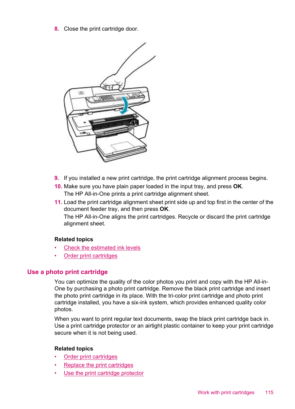 Use a photo print cartridge | HP Officejet J5740 All-in-One Printer User Manual | Page 117 / 286