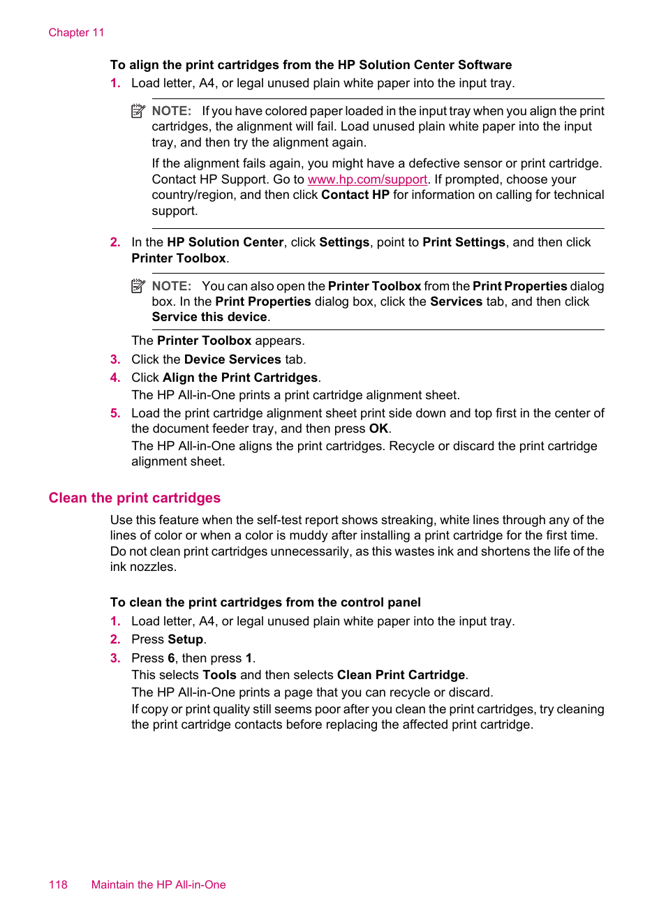 Clean the print cartridges | HP Officejet J5740 All-in-One Printer User Manual | Page 120 / 286