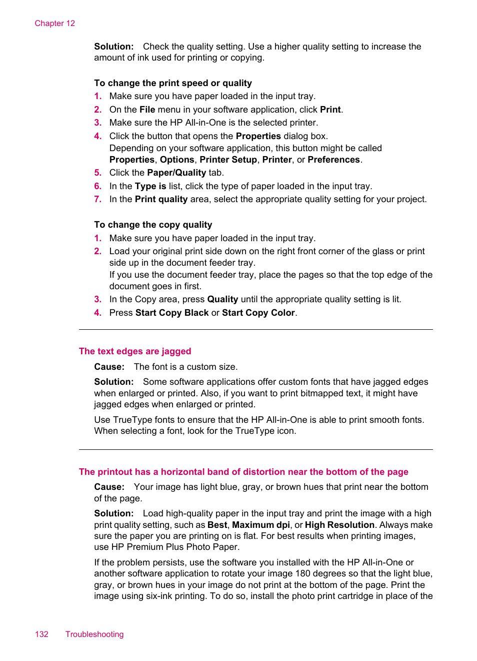 The text edges are jagged | HP Officejet J5740 All-in-One Printer User Manual | Page 134 / 286