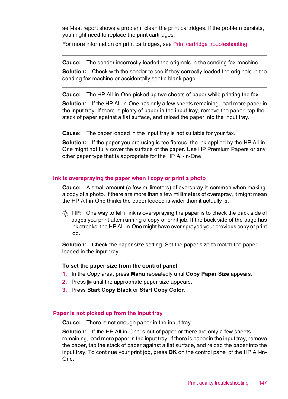 Paper is not picked up from the input tray | HP Officejet J5740 All-in-One Printer User Manual | Page 149 / 286