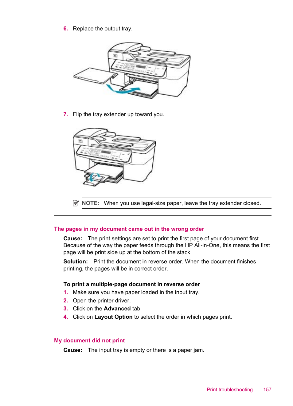 My document did not print | HP Officejet J5740 All-in-One Printer User Manual | Page 159 / 286