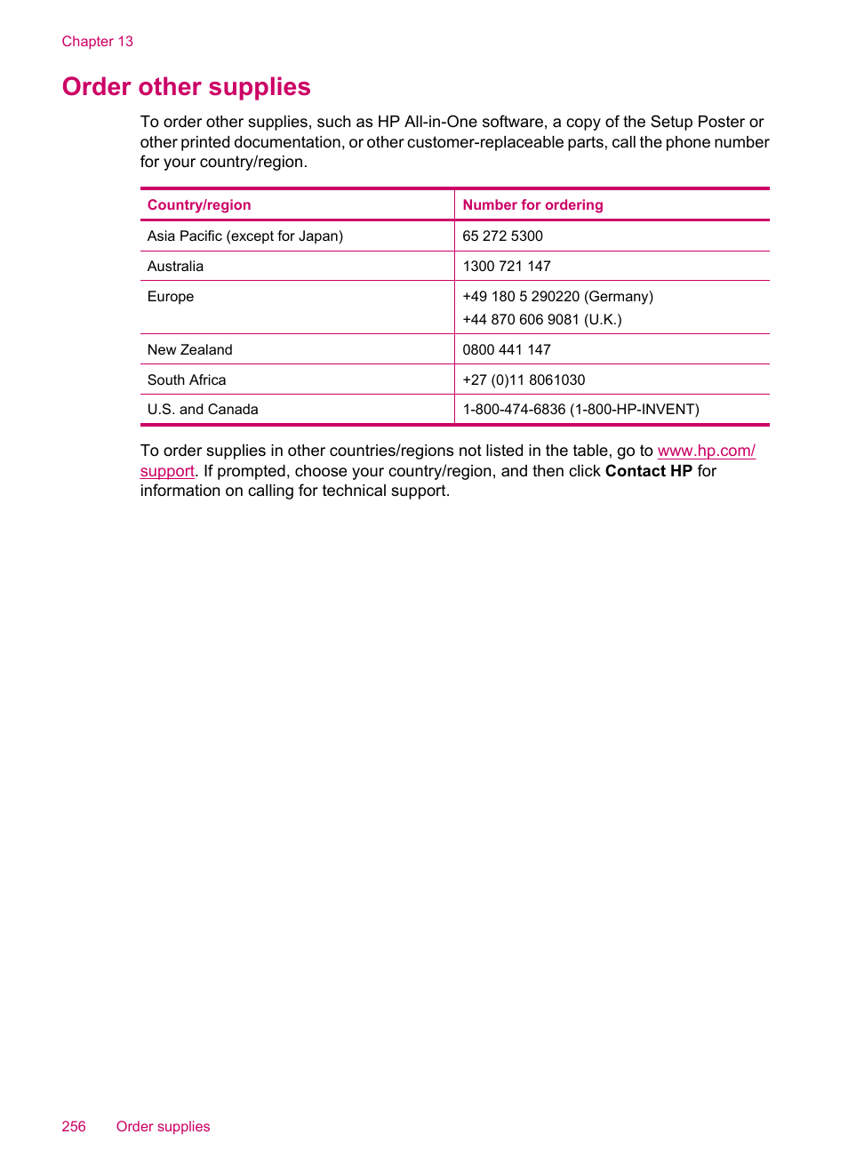 Order other supplies | HP Officejet J5740 All-in-One Printer User Manual | Page 258 / 286