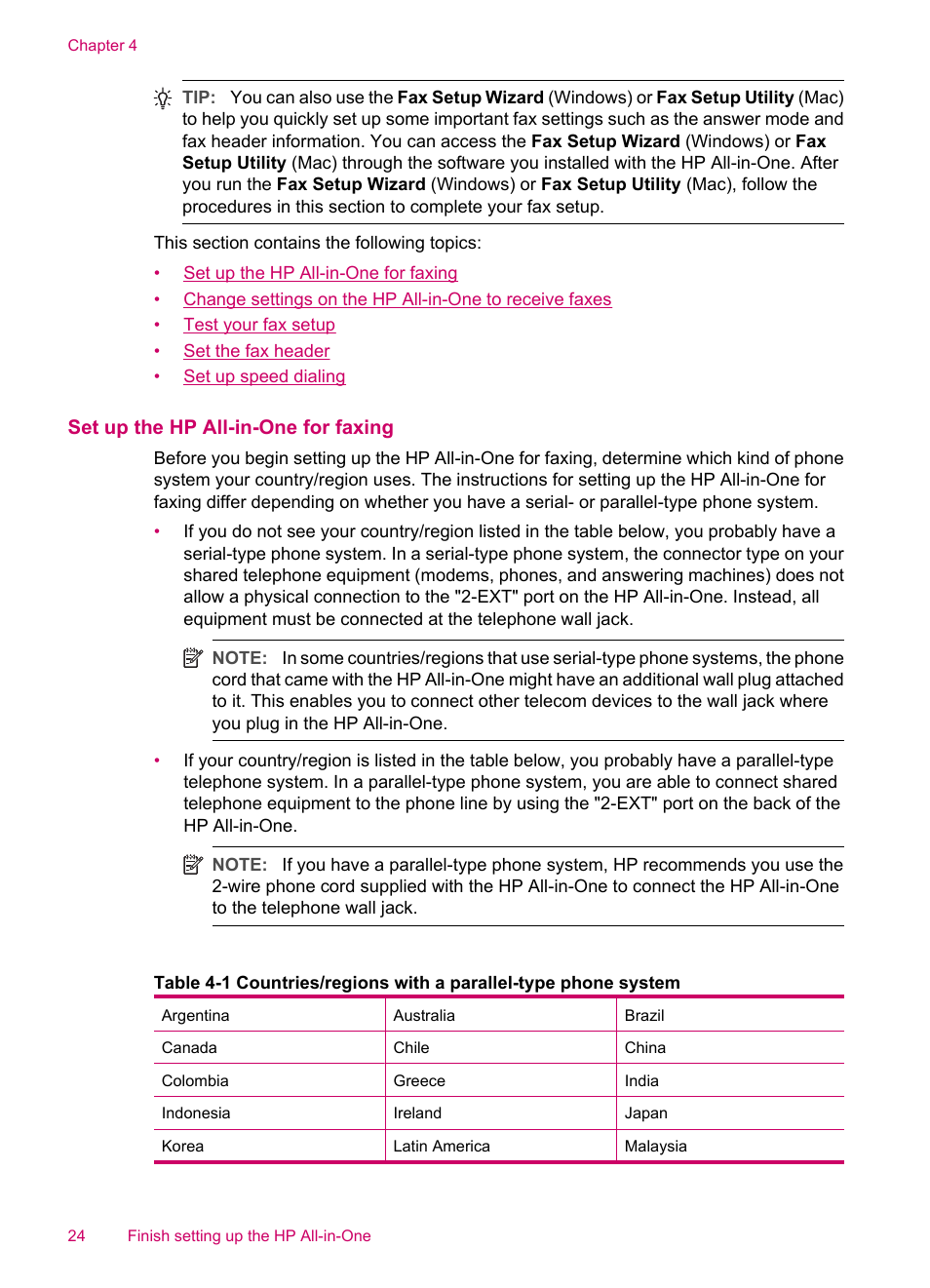Set up the hp all-in-one for faxing | HP Officejet J5740 All-in-One Printer User Manual | Page 26 / 286