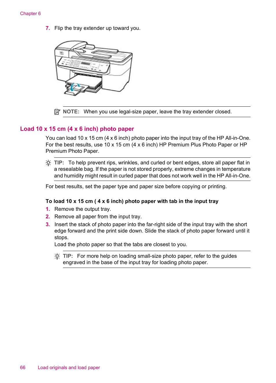 Load 10 x 15 cm (4 x 6 inch) photo paper | HP Officejet J5740 All-in-One Printer User Manual | Page 68 / 286