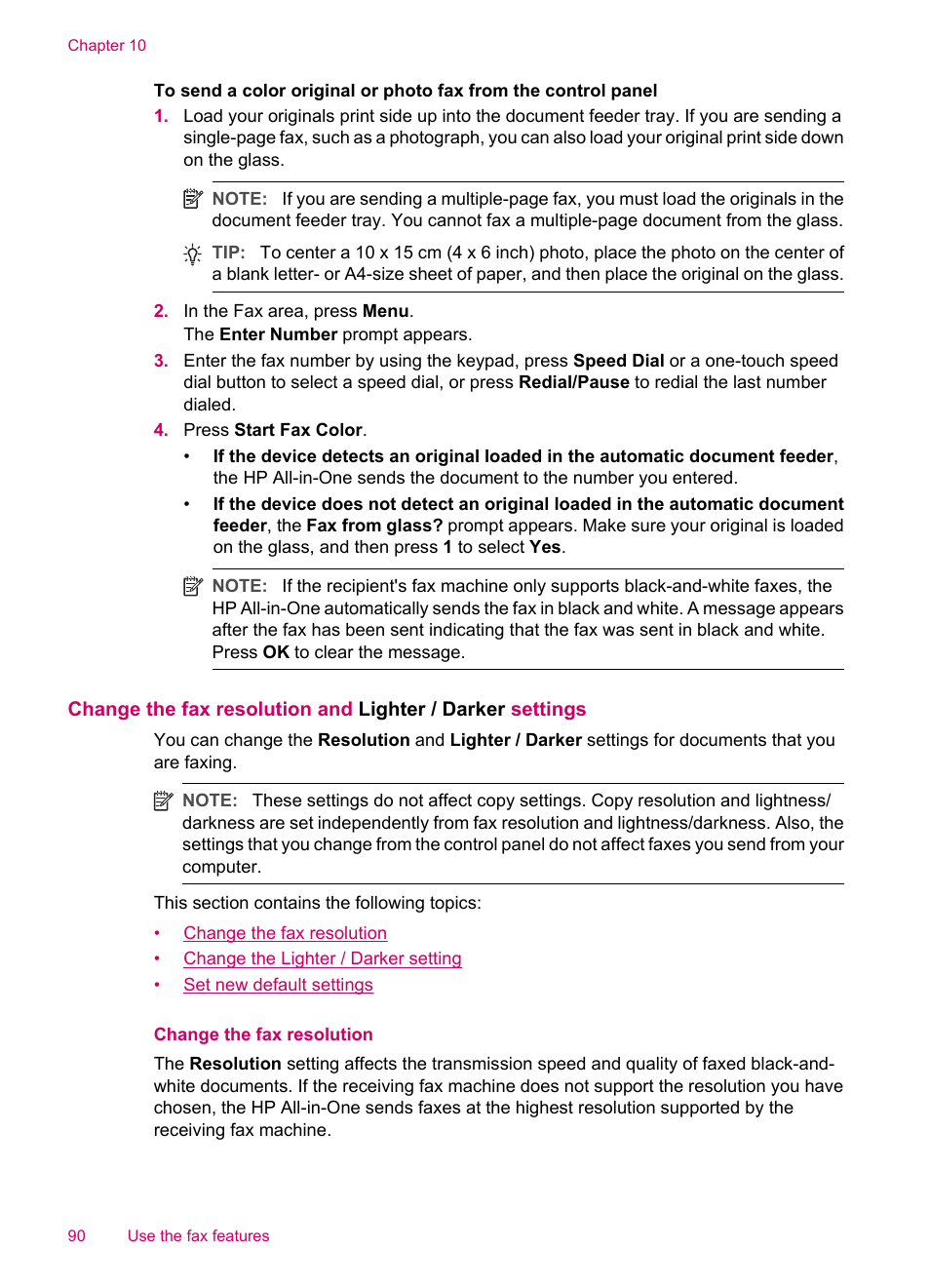 Change the fax resolution | HP Officejet J5740 All-in-One Printer User Manual | Page 92 / 286