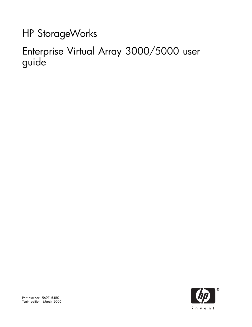 HP 3000 Enterprise Virtual Array User Manual | 161 pages