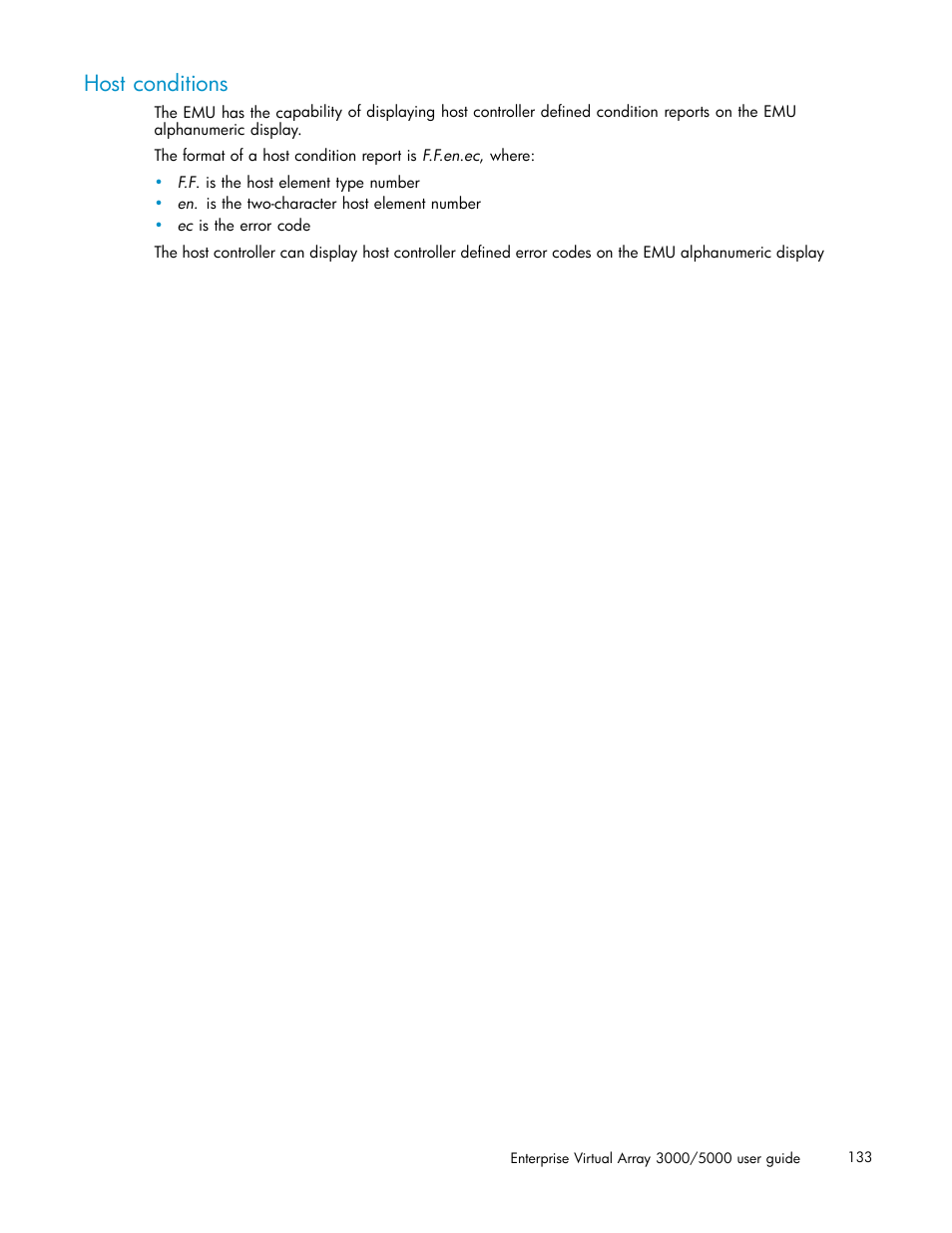 Host conditions | HP 3000 Enterprise Virtual Array User Manual | Page 133 / 161