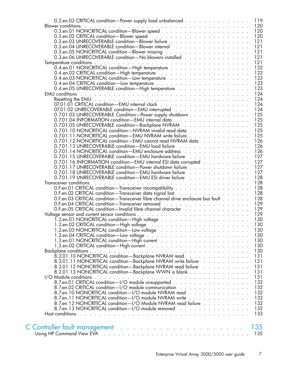 C controller fault management | HP 3000 Enterprise Virtual Array User Manual | Page 7 / 161