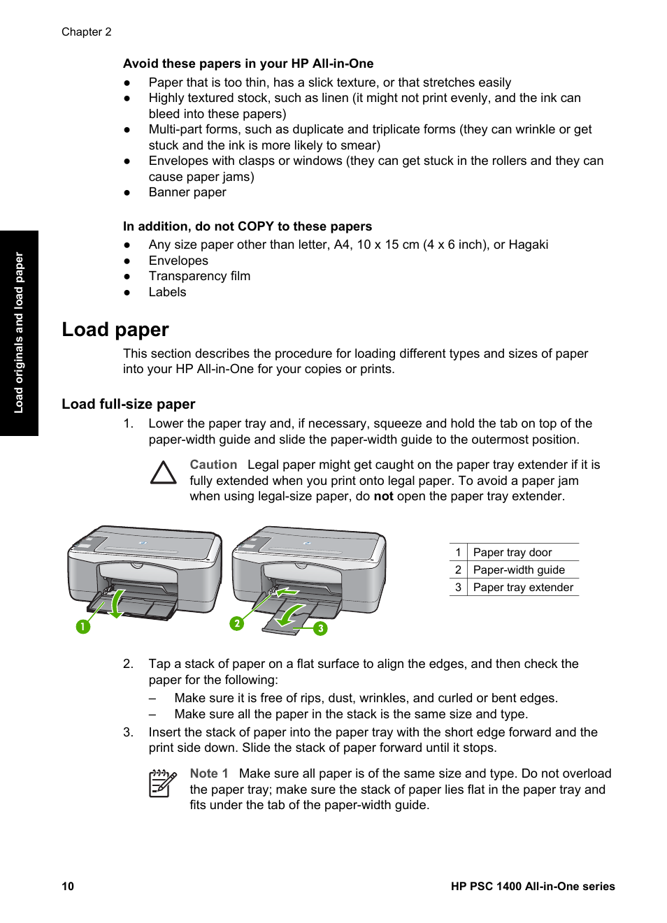 Load paper, Load full-size paper | HP PSC 1417 All-in-One Printer User Manual | Page 14 / 64