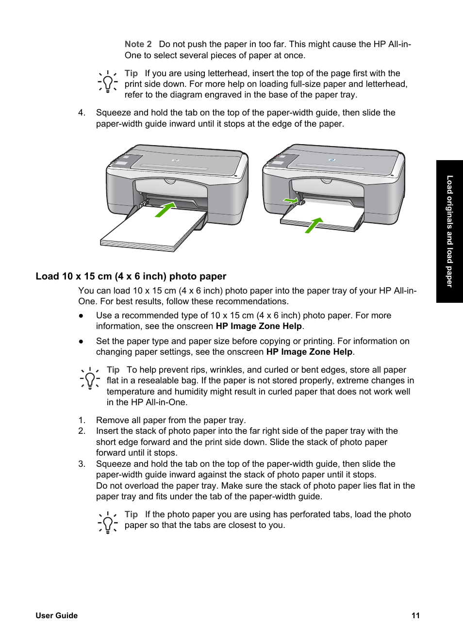 Load 10 x 15 cm (4 x 6 inch) photo paper | HP PSC 1417 All-in-One Printer User Manual | Page 15 / 64
