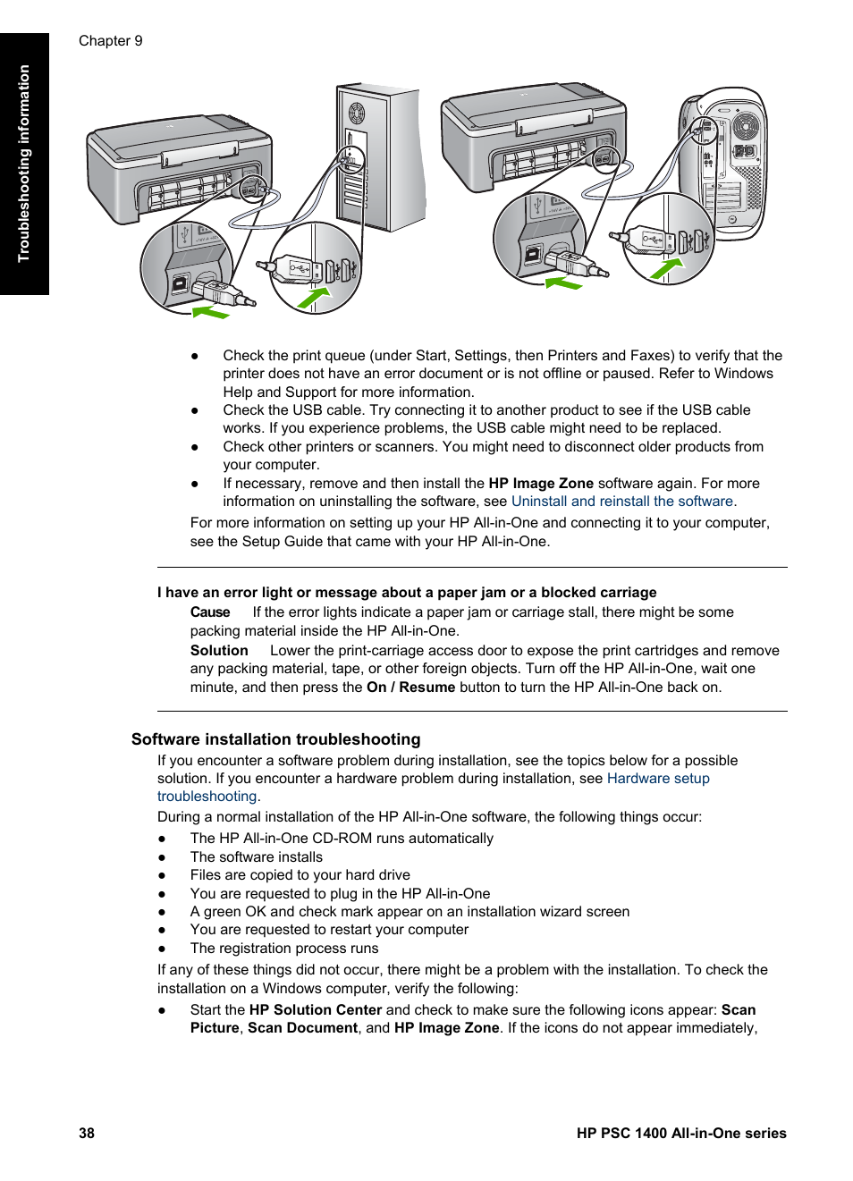 Software installation troubleshooting | HP PSC 1417 All-in-One Printer User Manual | Page 42 / 64