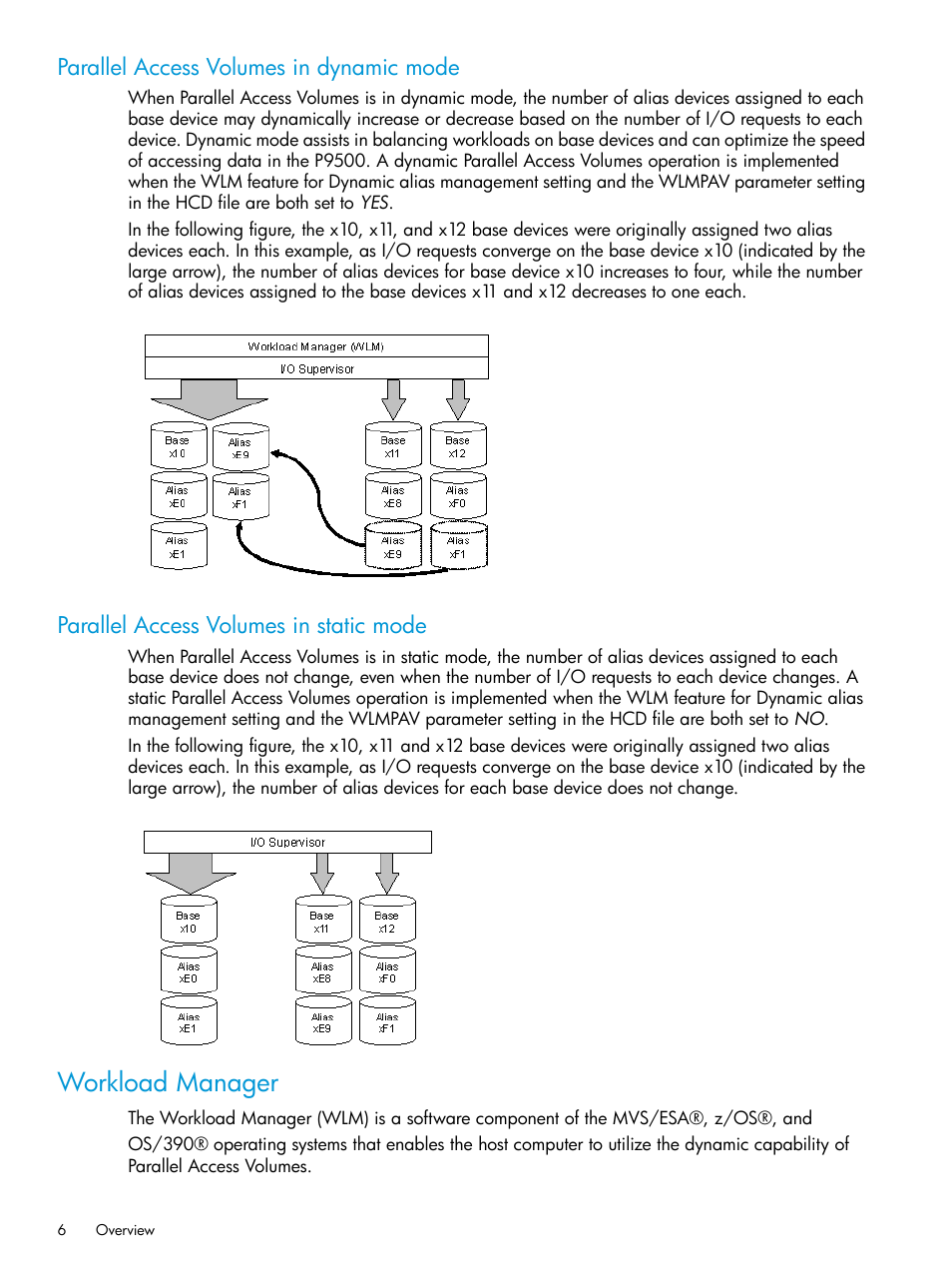 Parallel access volumes in dynamic mode, Parallel access volumes in static mode, Workload manager | HP XP P9500 Storage User Manual | Page 6 / 50