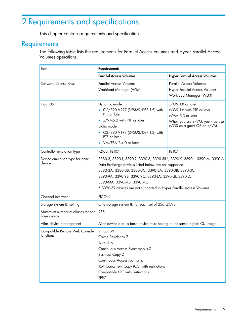 2 requirements and specifications, Requirements | HP XP P9500 Storage User Manual | Page 9 / 50