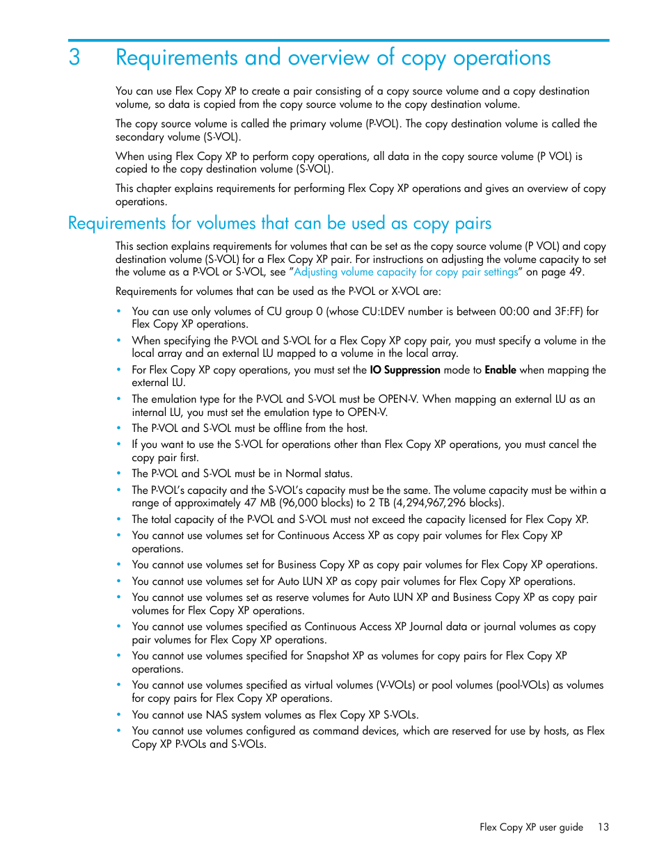 3 requirements and overview of copy operations, Requirements and overview, Of copy operations | 3requirements and overview of copy operations | HP StorageWorks XP Remote Web Console Software User Manual | Page 13 / 54