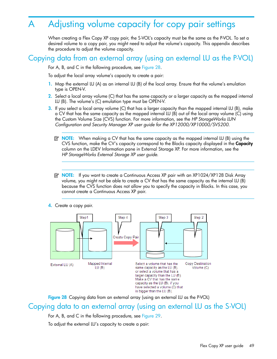 A adjusting volume capacity for copy pair settings, Adjusting volume capacity for copy pair settings, Aadjusting volume capacity for copy pair settings | HP StorageWorks XP Remote Web Console Software User Manual | Page 49 / 54