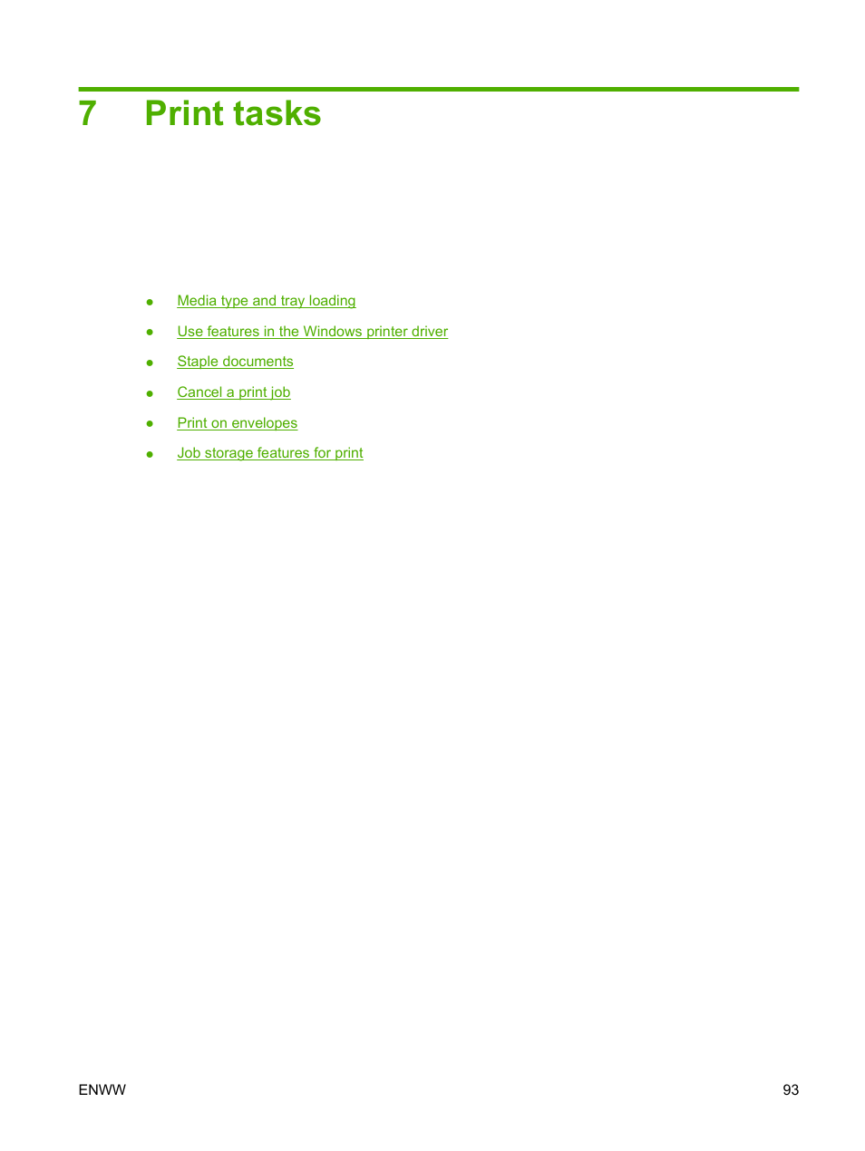 Print tasks, 7 print tasks, 7print tasks | HP LaserJet M9059 Multifunction Printer series User Manual | Page 107 / 272