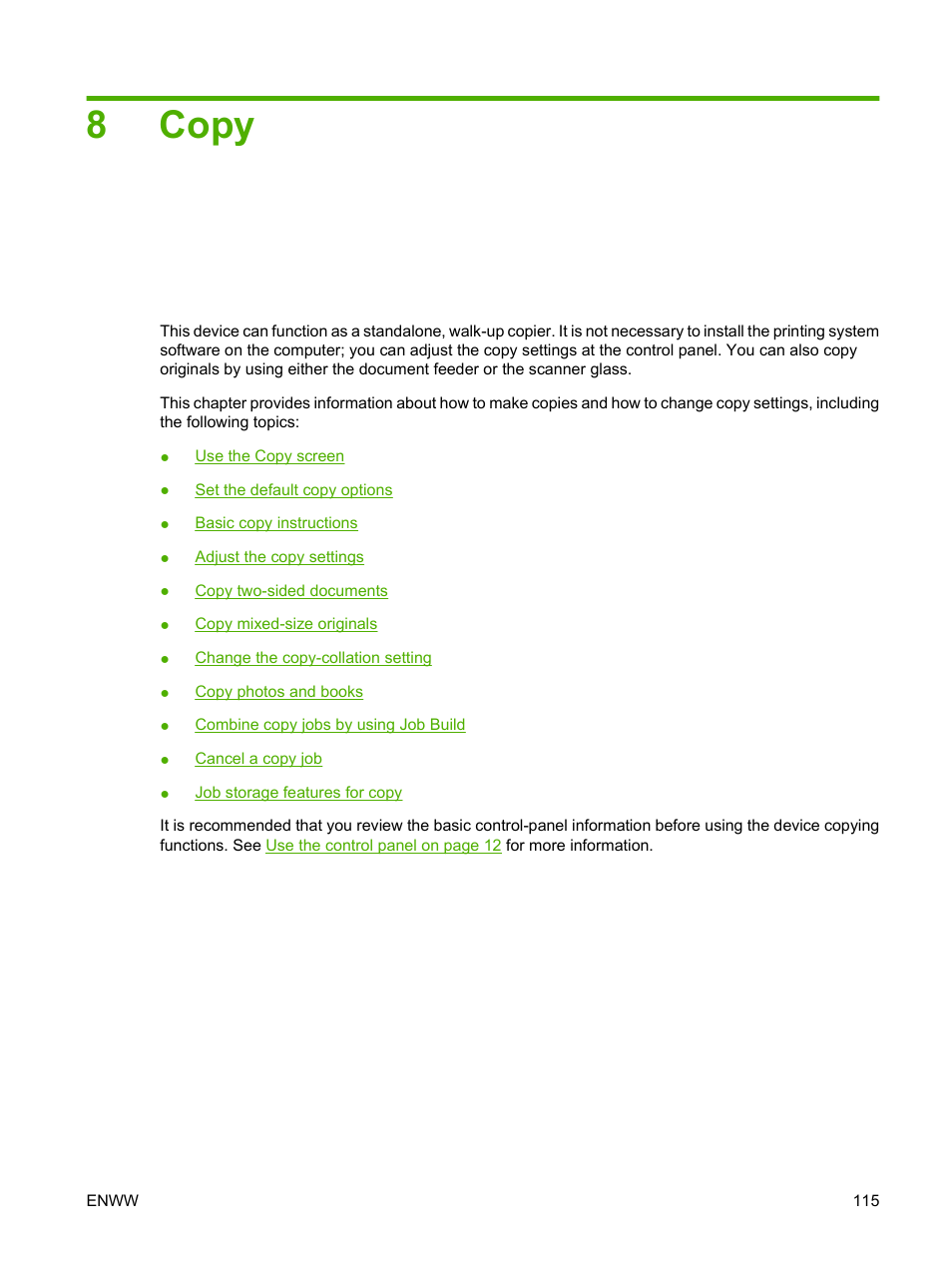 Copy, 8 copy, 8copy | HP LaserJet M9059 Multifunction Printer series User Manual | Page 129 / 272