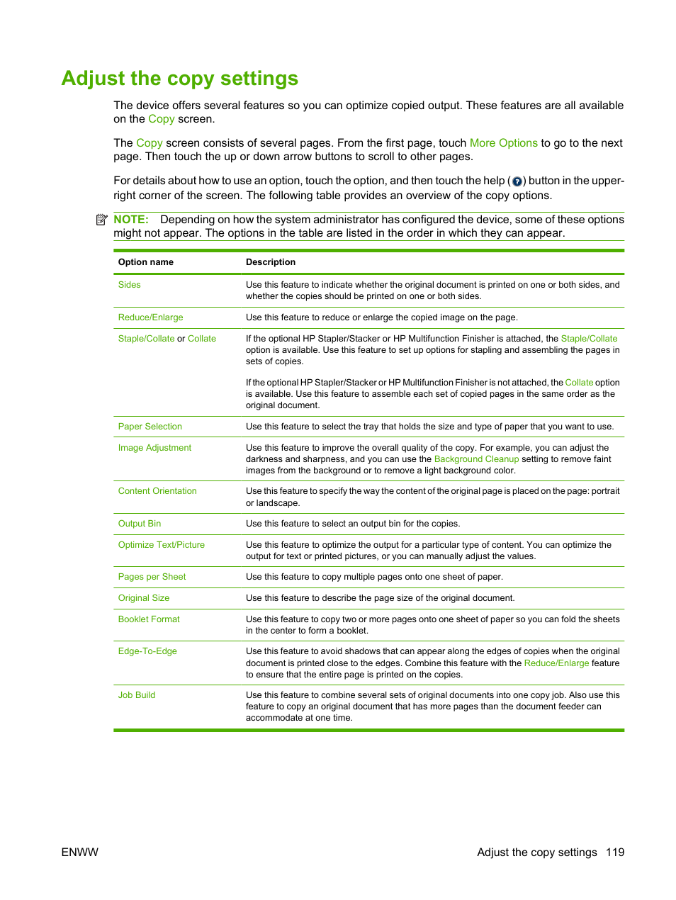 Adjust the copy settings | HP LaserJet M9059 Multifunction Printer series User Manual | Page 133 / 272