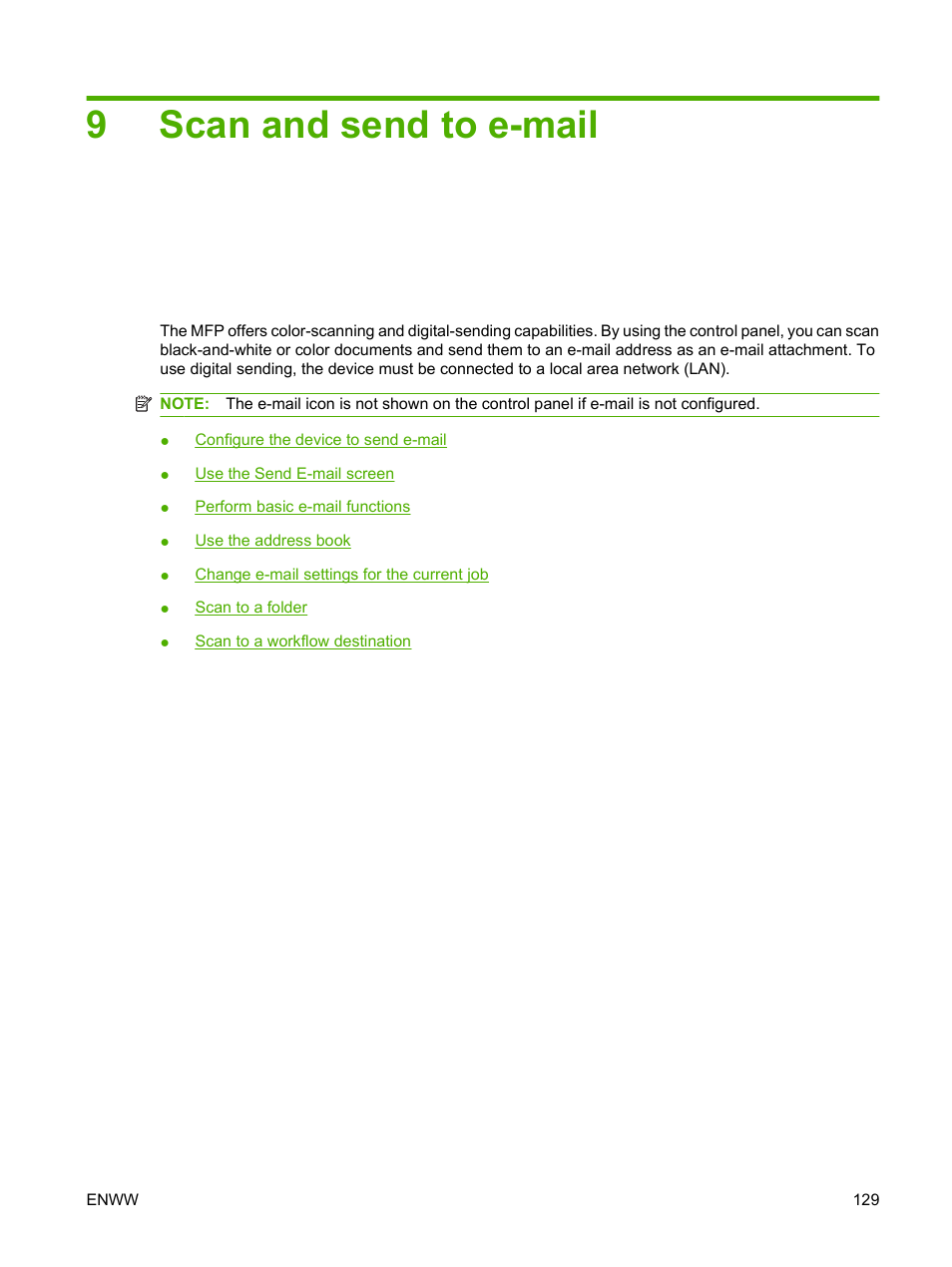 Scan and send to e-mail, 9 scan and send to e-mail, 9scan and send to e-mail | HP LaserJet M9059 Multifunction Printer series User Manual | Page 143 / 272