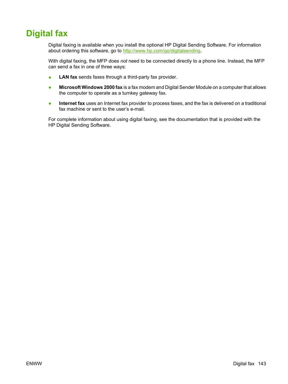 Digital fax | HP LaserJet M9059 Multifunction Printer series User Manual | Page 157 / 272