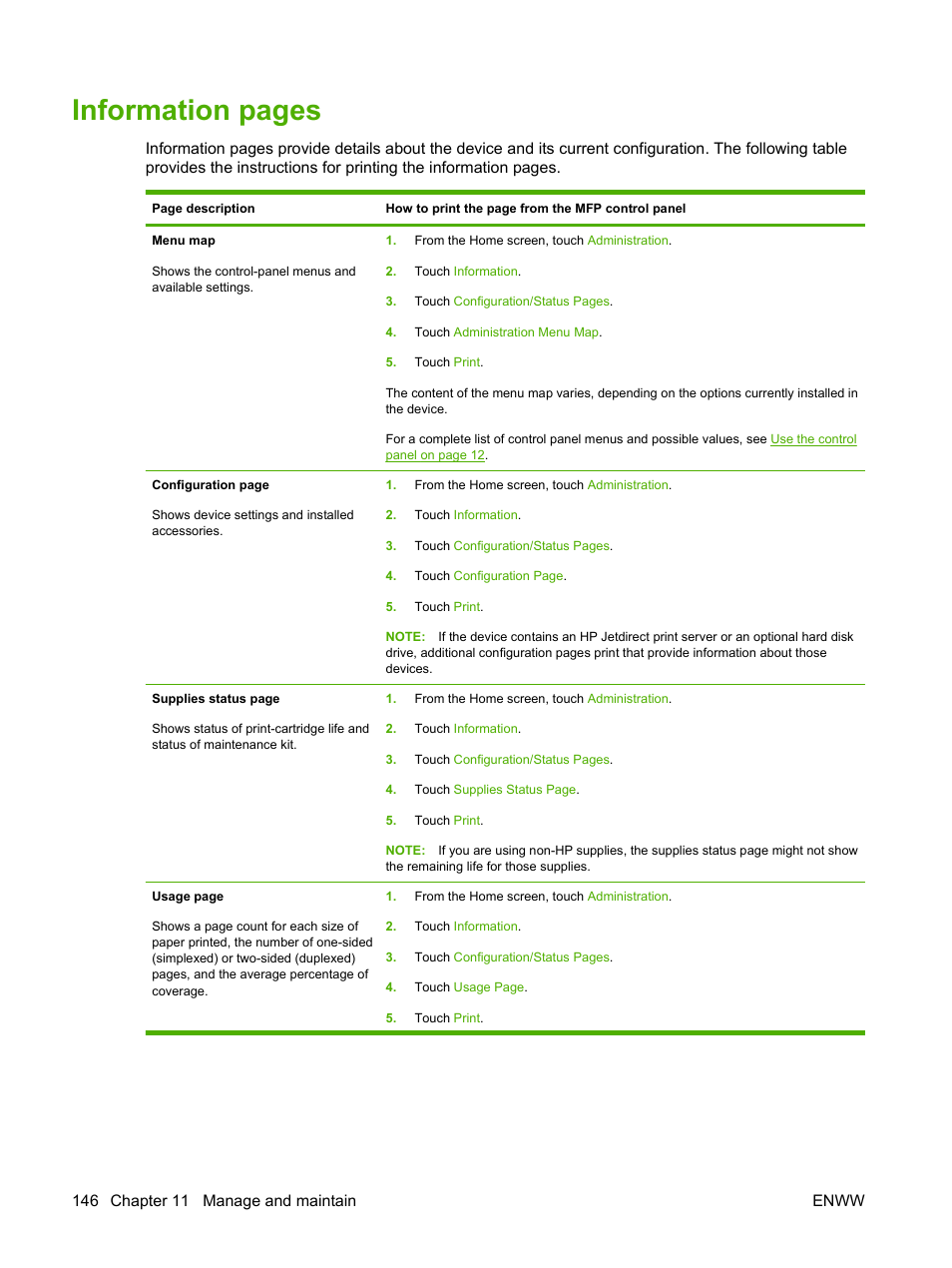 Information pages | HP LaserJet M9059 Multifunction Printer series User Manual | Page 160 / 272