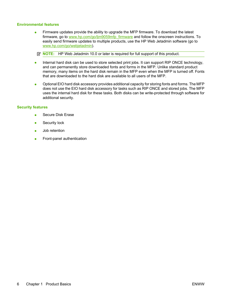 HP LaserJet M9059 Multifunction Printer series User Manual | Page 20 / 272