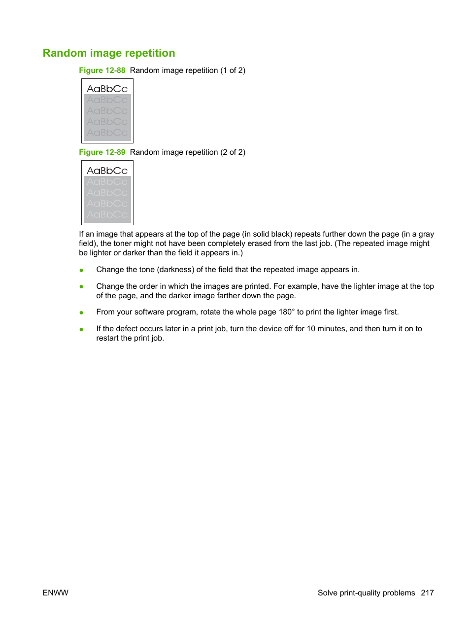 Random image repetition | HP LaserJet M9059 Multifunction Printer series User Manual | Page 231 / 272
