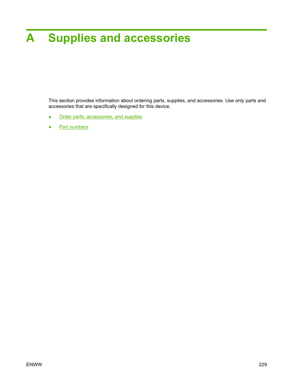 Supplies and accessories, Appendix a supplies and accessories, Asupplies and accessories | HP LaserJet M9059 Multifunction Printer series User Manual | Page 243 / 272