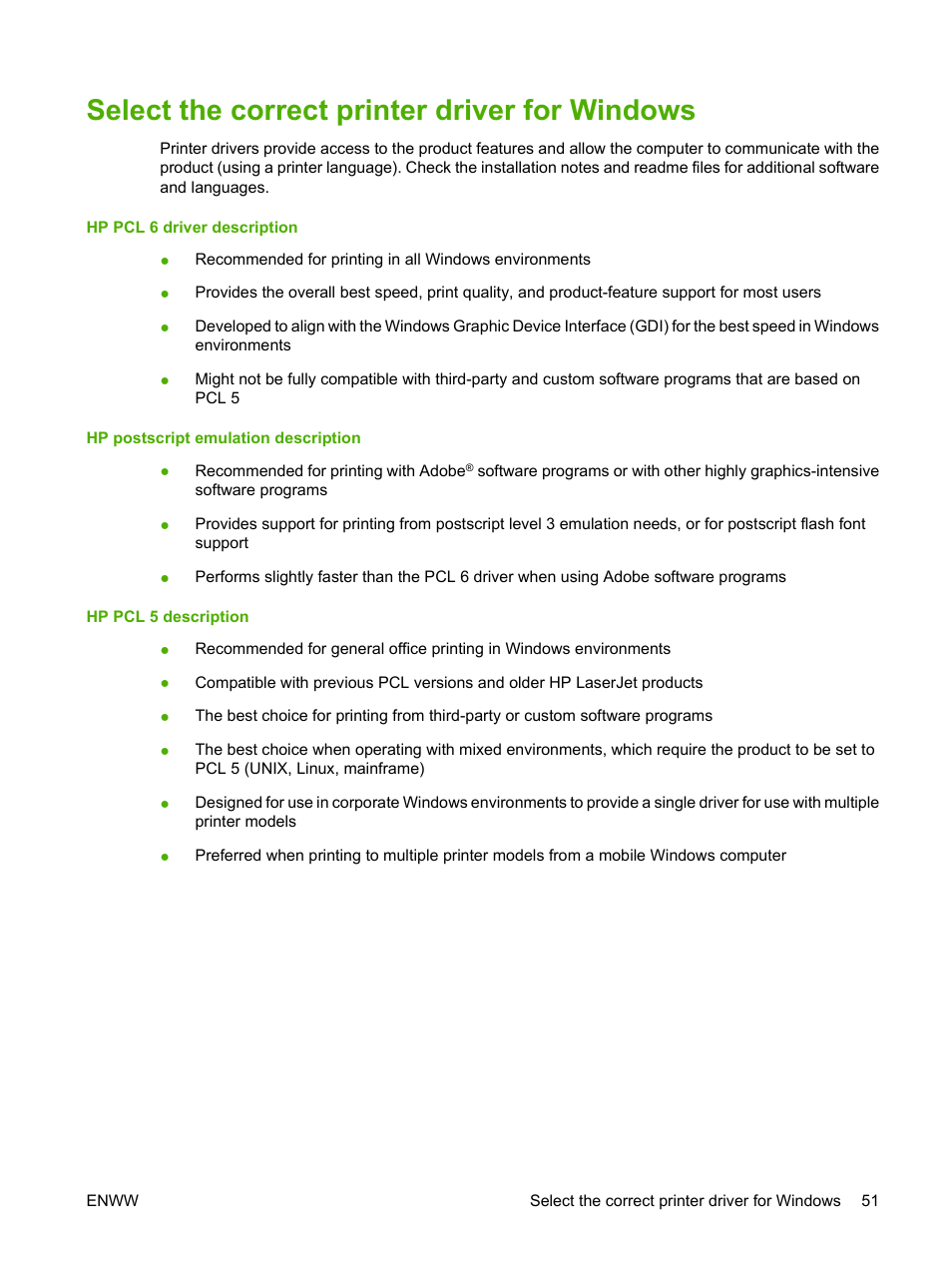 Select the correct printer driver for windows | HP LaserJet M9059 Multifunction Printer series User Manual | Page 65 / 272