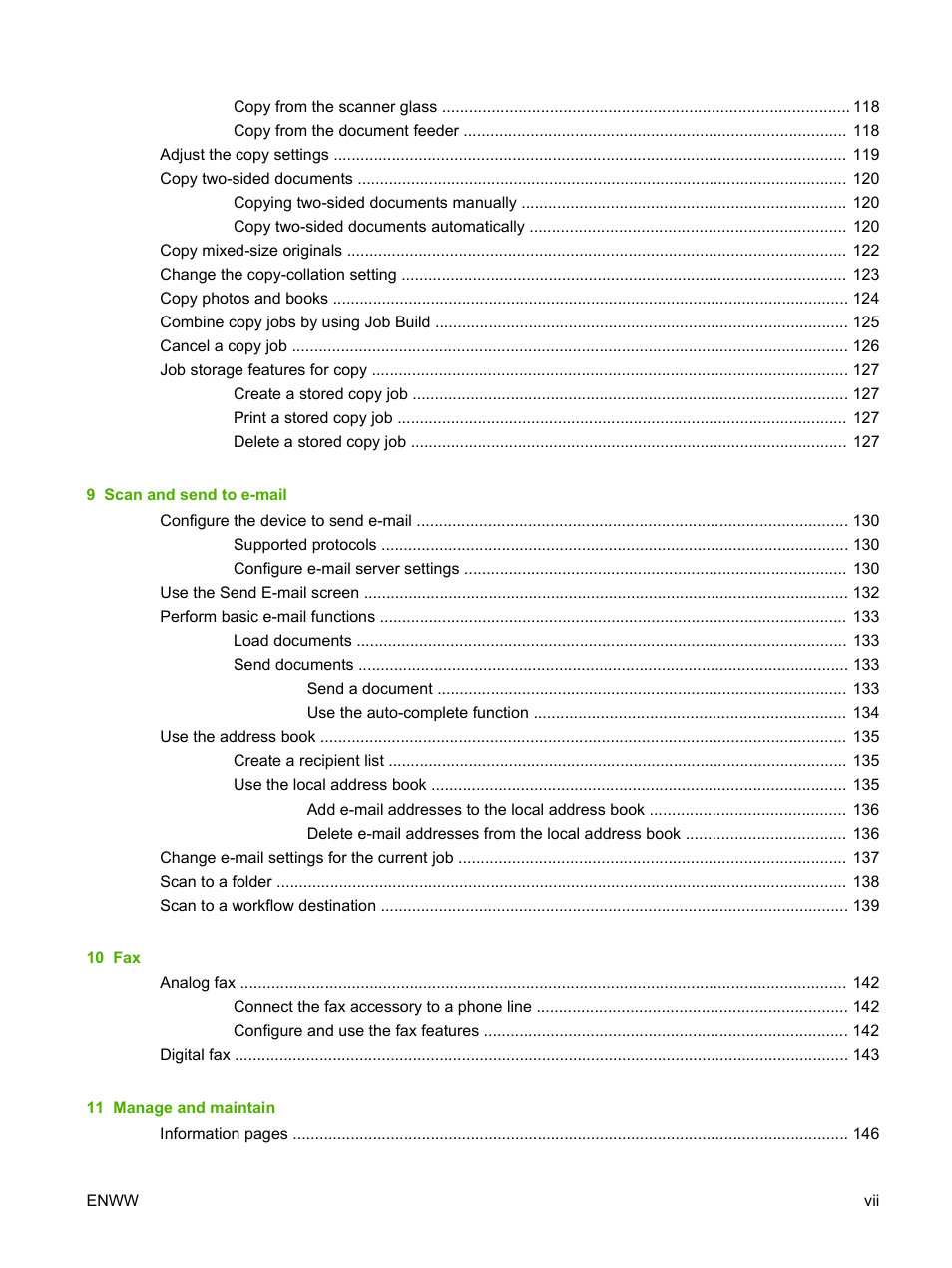 HP LaserJet M9059 Multifunction Printer series User Manual | Page 9 / 272