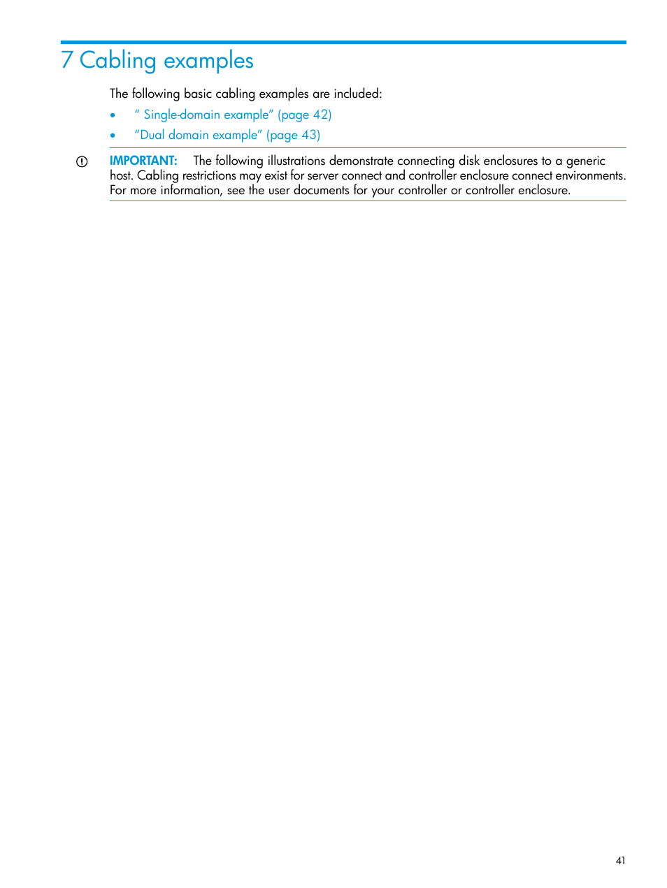 7 cabling examples | HP D3000 Disk Enclosures User Manual | Page 41 / 69