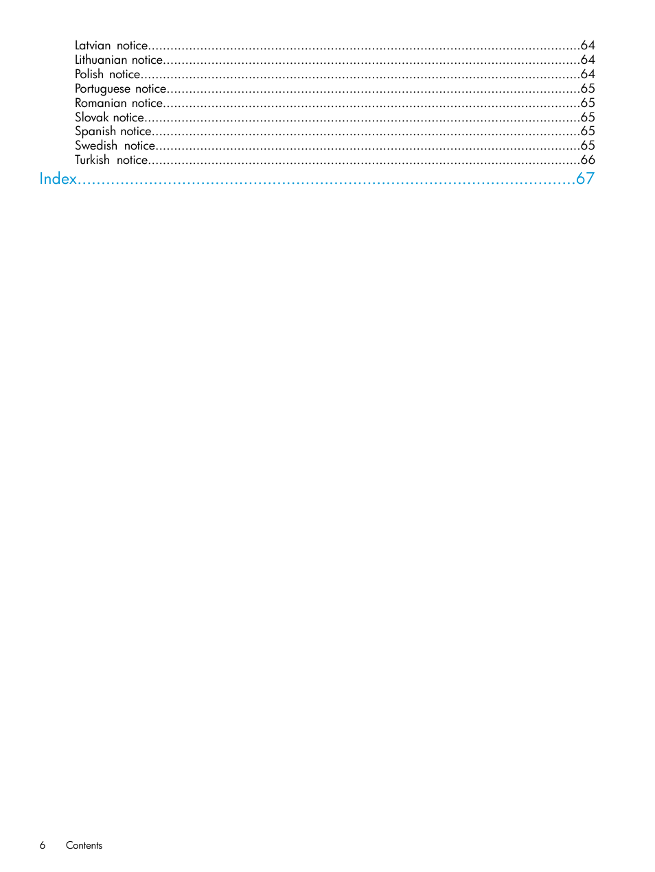 Index | HP D3000 Disk Enclosures User Manual | Page 6 / 69
