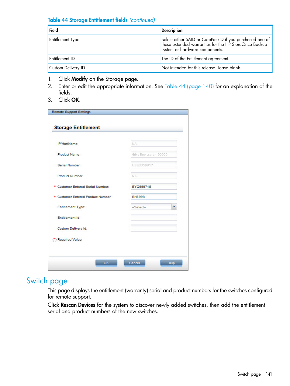 Switch page | HP StoreOnce Backup User Manual | Page 141 / 220