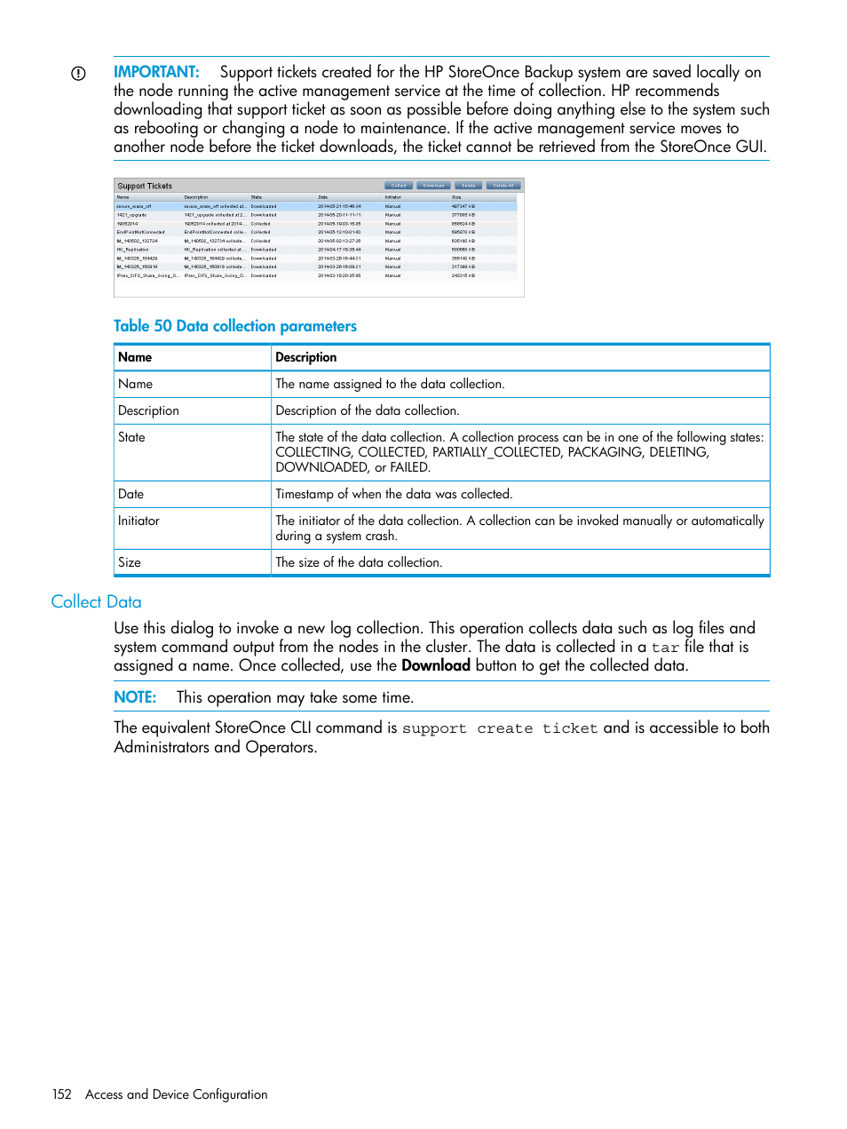 Collect data | HP StoreOnce Backup User Manual | Page 152 / 220